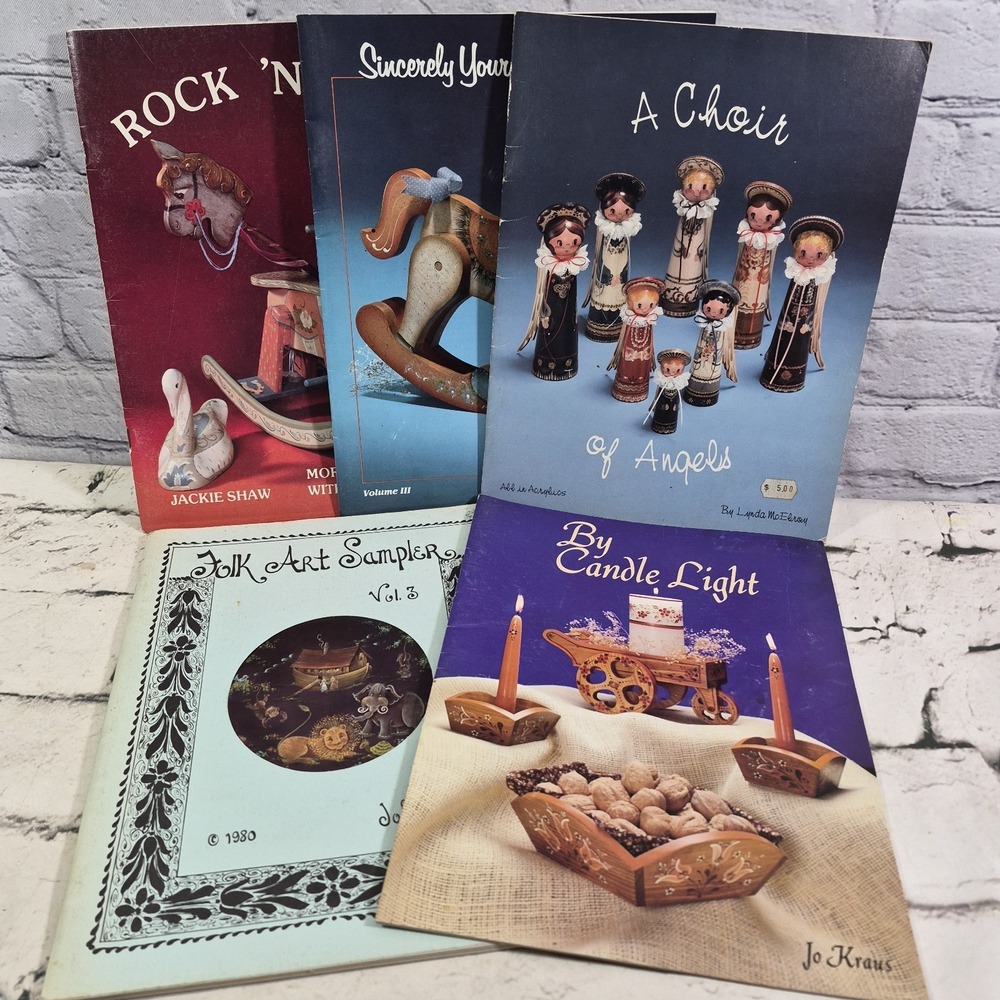 Tole Painting Folk Art Pattern Books Lot Of 5